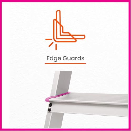 Image of Casa Copenhagen Designed in Denmark, 7-Step Foldable Aluminium Ladder Laser Cut with Super Advance Sure-Hinge Technology,7 Years Warranty - Silver