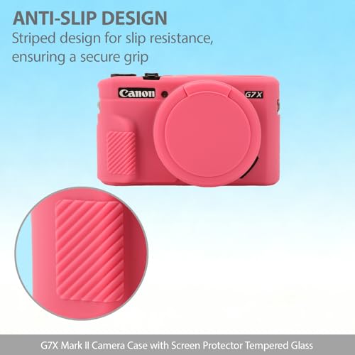 Funda silicona para cámara Canon G7X Mark II color rojo miniatura 3