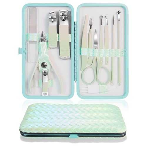 13 Pcs Set de Manicura Profesional Cortauñas Manicura Pedicura Kit de Acero Inoxidable Herramienta para el Cuidado de las Uñas Kits de Grooming para Mujeres Wen con Estuche de Viaje de Almacenamiento