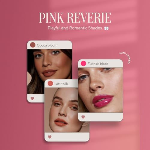 Image of Mini Lipstick Combo Pack Of 3 I Long Lasting 2 Matte & 1 Shiny Liquid Lipsticks | Travel Friendly Lip Stick Gift Pack | One Swipe Pigmentation | Multicolor Lipsticks I Transfer Proof I Highly Pigmented I Smudge Proof Lipstick I (PINK REVERIE, Set of 3)