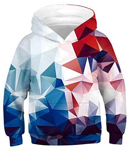 Amenxi Sweats à Capuche Enfant Garçons Filles 3D Imprimé Hoodie Poches à Cordon Sweat-Shirt Célébrer Noël 4-16 Ans (Color Triangle, Height:155-165CM)