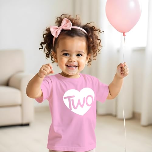 Image of 2nd Birthday Shirts Girls Heart Toddler Girl Outfit 2 Year Old Shirt Two Happy Bday Second Gift tee