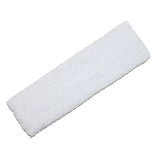 CTM Cotton Terry Cloth Sport Tennis Sweat Headband, White