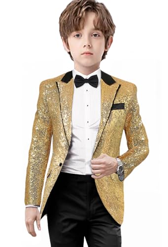 Chaqueta de lentejuelas para niños color dorado miniatura 2