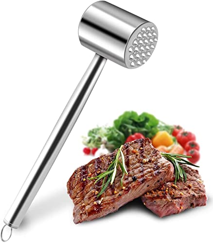 Haolgo Attendrisseur à Viande, Marteau Attendrisseur à Viande Acier Inoxydable, Double-côté Outil de Marteau de Viande pour la Cuisine, Multifonction Robot de Cuisine Viande Cover