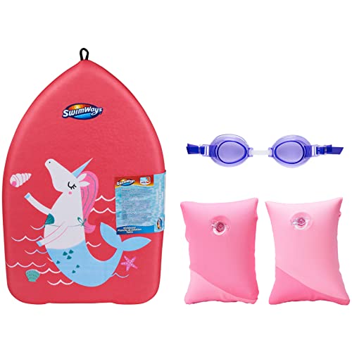SwimWays Value pack, Fish Face Guppy Goggles ,Soft Swimmies, and Mermicorn Kick Trainer, Learn to Swim Kickboard - image 1