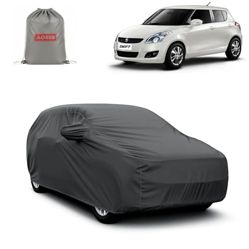 Image of AOSIS 'Waterproof' Car Cover Compatible with Maruti Suzuki Swift 1st Gen /2nd Gen 2005-2018 Year Model 300 GSM Uly Coated Thick Fabric 4X4, Adjustable Belt Buckle, Elastic Grip
