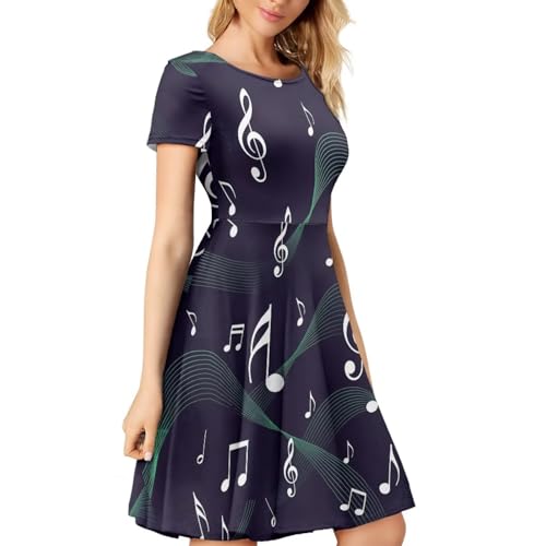 Image of AFPANQZ Womens Casual Summer Lightweight Vintage Dress Short Sleeve Midi Dress Knee-Long Luxury Formal Dress