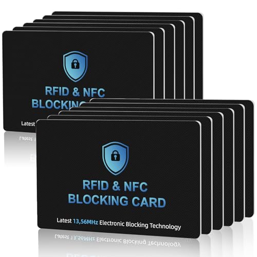 RFID Blocking Card, NFC Debit Credit Card Passport Protector, Entire Wallet Protection Blocker Set for Men & Women, Smart Slim Design Perfectly fits in Wallet and Purse (12)