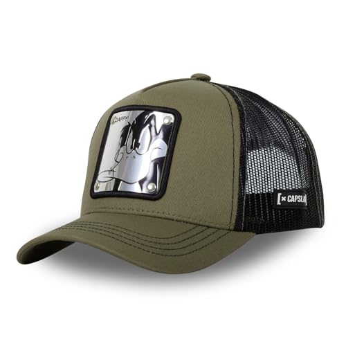 Capslab Daffy Duck Looney Tunes Metal Plate Olive Trucker Cap -