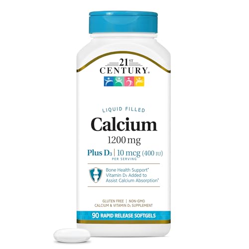 21st Century Calcium Plus D3 Liquid Filled Softgel, 1200 mg, 90 Count