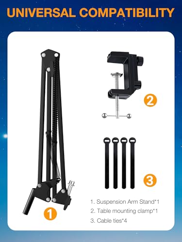 QuadCast Boom Arm Mic Stand, Adjustable Suspension Boom Scissor Arm Stand for HyperX QuadCast, QuadCast S ââ‚¬â€œ RGB USB Condenser Microphone by SUNMON