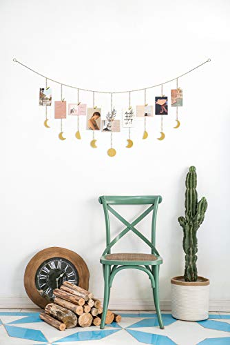 Mkono Hanging Photo Display Boho Decor Wooden Moon Phase With Metal Chains Christmas Holiday Card Picture Frame Collage Garland With 25 Wood Clips Teen Girl Room Decor For Dorm Bedroom Living Room #TOP2
