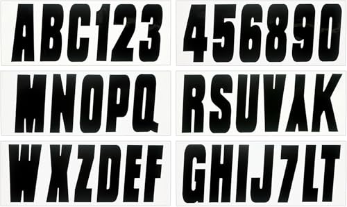 Image of Hardline Products USA Series 350 Factory Matched 3-Inch Boat Registration Kit - Solid Black- Complete 4-in-1 Marine Decal Set with Adhesive Remover & Application Fluid for Boats & PWCs