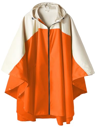 Image of SaphiRose Adult Rain Poncho Waterproof Hooded Zipper Raincoat with Pockets | OEKO-TEX Certified 100% Polyester, Lightweight Packable Storage Pouch, Heat-Sealed Seams, Quick-Dry for Outdoor Hiking
