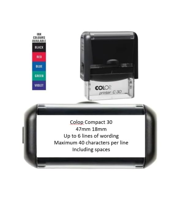 Handy Stamps Personalised Custom Made Self-Inking Business Company Address Garage Rubber Ink Stamp - 48mm x 18mm (Up to 6 Lines)