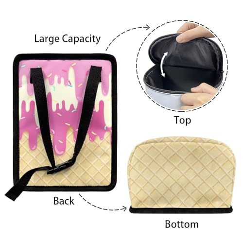 Image of KEIAHUAN Ice Cream Car Trash Can with Lid Cute Leakproof Car Trash Garbage Bag Hanging Multi-Functional Rubbish Bag for Travelling, Camping
