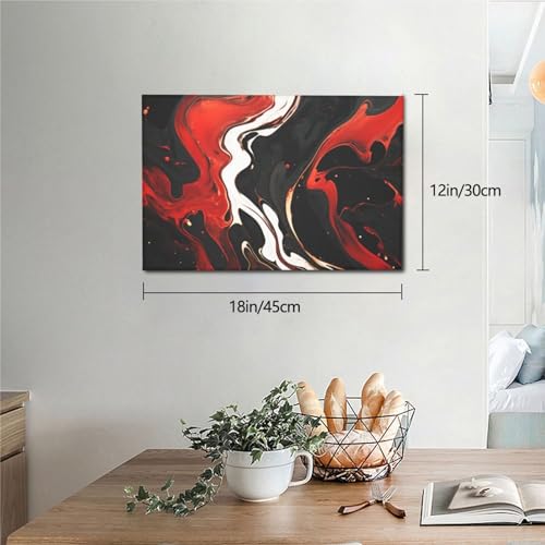 Tableau marbre noir et rouge prêt à suspendre pour grand mur - 4