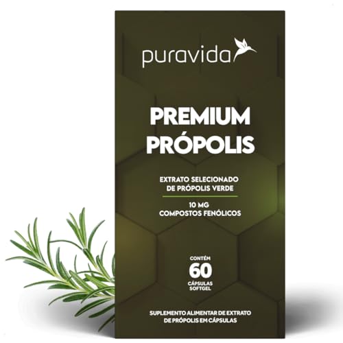Kit 2x Própolis Premium Puravida 10mg 60 cápsulas Softgel