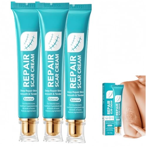 Crema para eliminar cicatrices en gel, crema reparadora avanzada para cicatrices, mejora las cicatrices de estrías, cirugías y quemaduras. (3Piezas)