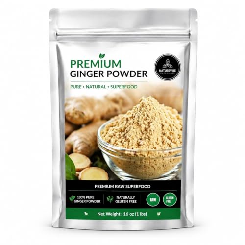 Pure Ginger Powder 1lb by Naturevibe Botanicals Premium Ground Ginger Root Non-GMO Gluten-Free Vegan Fresh Aromatic Spice for Cooking Baking Tea & Wellness Support
