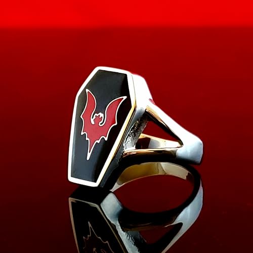 Generic Vampire Goth Coffin Ring with Bat2