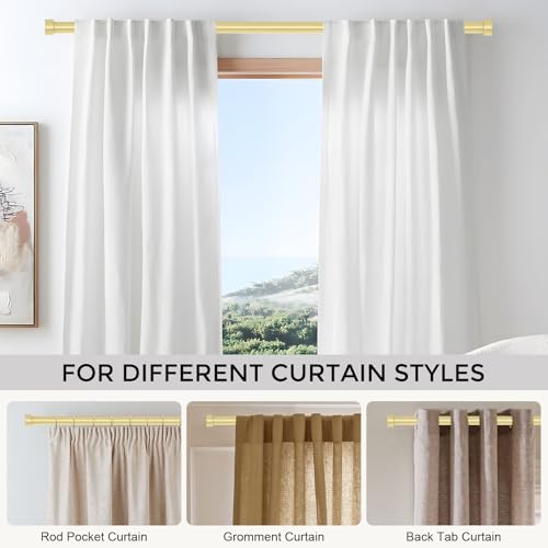 Gold Curtain Rods for Windows 18 to 45 Inch(1.5-3.75 Feet),1" Diameter Drapery Rods with Modern Style End Cap Finials,Size:18-45 Inch, Brass