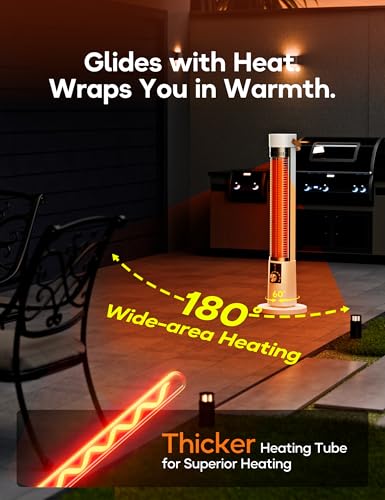 Patio Heater for Outdoor Use, Infrared Electric Outdoor Heater, 1500W Instant Heating, 60-Degree Oscillation, 9 Heat Levels, 9H Timer, Remote, for Garage, Backyard, Large Room, Indoor, 32.2