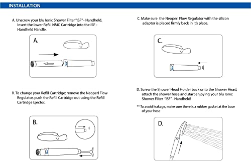blu NMC Refill Cartridge for Handheld Blu Ionic Shower Filter - Nano Molecular Cluster technology - Combo Pack (6 units Value Pack)