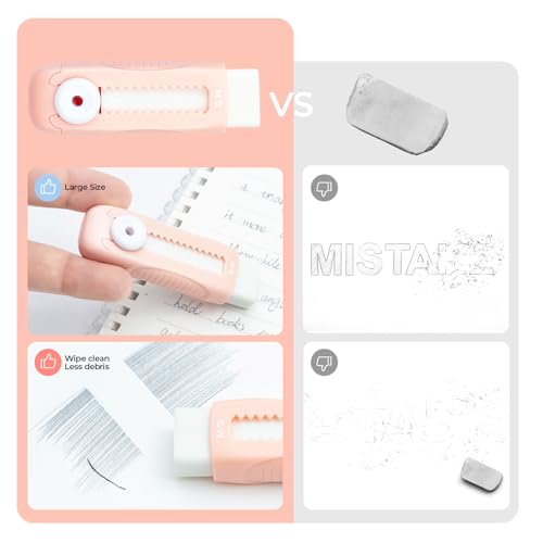 Image of M&G 4 Pack Pencil Erasers Sliding Retractable Eraser, Soft Cute Erasers Push Pull Large Rubber Erasers for School Students Kids Office Home Supplies (Blue+Pink)