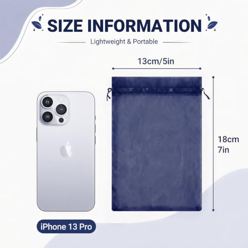 Image of FUNFERY 100PCS Navy Blue Organza Gift Bags 5x7in,Drawstring Jewelry Pouch