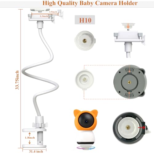 Baby Camera Mount Stand Compatible with BOIFUN/Momcozy/ieGeek/Comfyer-BM01/TECGUUD a Part Baby Monitor Flexible Baby Monitor Holder Shelf Baby Camera Stand More Safety(33.75 inch/Cameras Not Included)