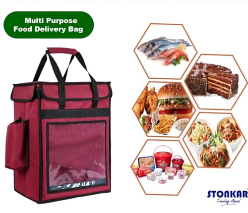 Image of FlavorFleet Food Delivery Bag | Thermal Insulation for Ecommerce, Pizza and Ice Cream delivery (Maroon) 18 inchX14 inch10 inch Inches