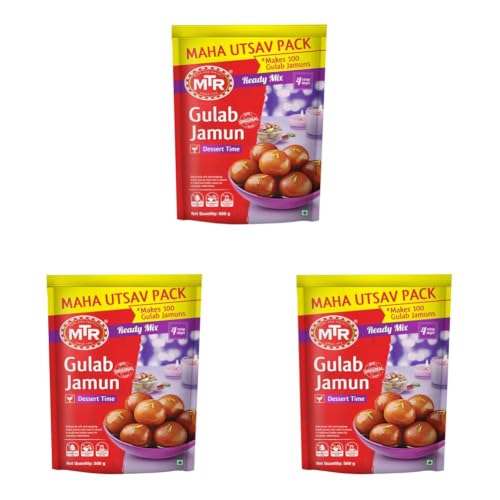 Image of Gulab Jamun Mix 500g Pack| Ready-to-Make Mix | Makes Upto 100 Gulab Jamuns | Family Fun Dessert (Pack of 3)