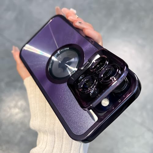 Housse iPhone 13 Pro violette avec support de table pour visionnage vidéo