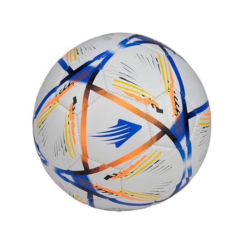 Image of WHACKK Football Size 5 Soccer Ball Hand Stitched for Practice & Training - Original PVC Waterproof. 3 Layered Ideal Sports Ball for All Ages on Ground, Grass and Turf (Hagi, Navy Orange)