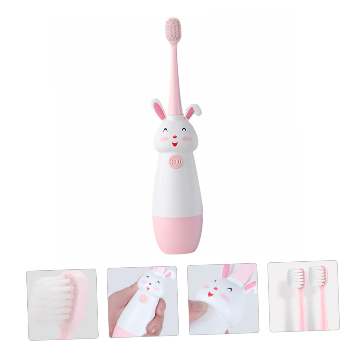 PartyKindom 3sets Spazzolino Elettrico Per Ragazzo Ragazza Forma Di Cartone Animato Completo Con Testine Sostituibili Manico Antiscivolo e Design Rosa Spazzolino Sicuro e Facile Da Impugnare