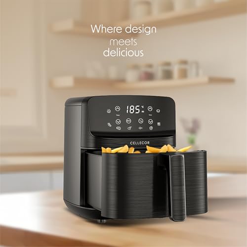 Image of Cellecor Aurifry Digital Air Fryer 4.5L | 1500W | 360 Rapid Air Circulation | Up to 90% Less Oil | 8 Preset Modes | Touch Control & Digital Display | Non-Stick Basket | Auto Shut-Off | 2 Yrs Warranty