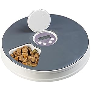 infactory Fressnapf: Zeitgesteuerter 6-Fach-Katzen- & Hunde-Futterspender, LCD-Display (Katzenfutterautomat, Futterautomat zeitgesteuert, Katze Nassfutter)