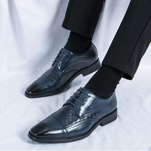 Dress Shoes for Men Lace Up Square Toe Brogue Embossed Shoes Brogue Business Luxury Men's Gentleman Leather Shoes Wedding Party Plus Size Shoes2