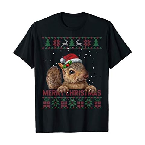 Merry Christmas Squirrel T-Shirt Squirrel Ugly Sweater T-Shirt Cover