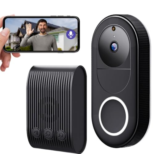 Image of Zorzel 1080P Video Doorbell Camer, Wireless Doorbell Camera Outdoor, No Monthly Fee, Indoor Chime, 2.4G WiFi, IP65 Waterproof, Night Vision, Ai Human Detection