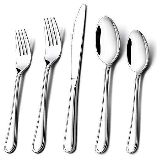 LIANYU 60-Piece Silverware Flatware Set for 12, Stainless Steel Cutlery Set, Kitchen Restaurant Tableware, Mirror Finished, Dishwasher Safe