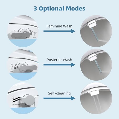 Hibbent Round Bidet Toilet Seat, Slow Close Lid, Dual Nozzle - image 3