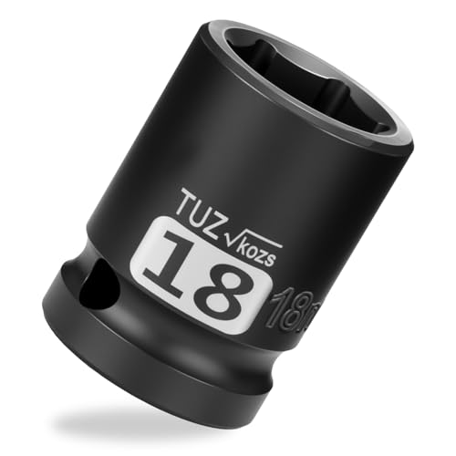 Image of 1 /2 Inch Drive 18mm Shallow Metric Impact Socket, CR-MO, 6 Point Radius Corner Design, Square Chamfered Opening, Axle Nut Impact Grade Socket for Easy Removal