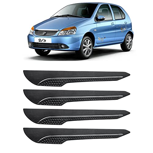 Image of AOSIS-Car Bumper Protector /Bumper Guard for Tata Indica eV2 with Single Chrome Stripe (4-Pcs)