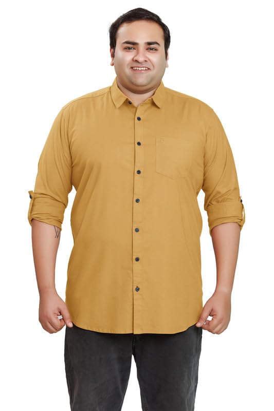 Image of BE ACTIVE Plus Size Lycra Cotton Satin for Men Shirts|| All Plus Size Men|| Cotton Stylish Full Sleeves Shirt for Men