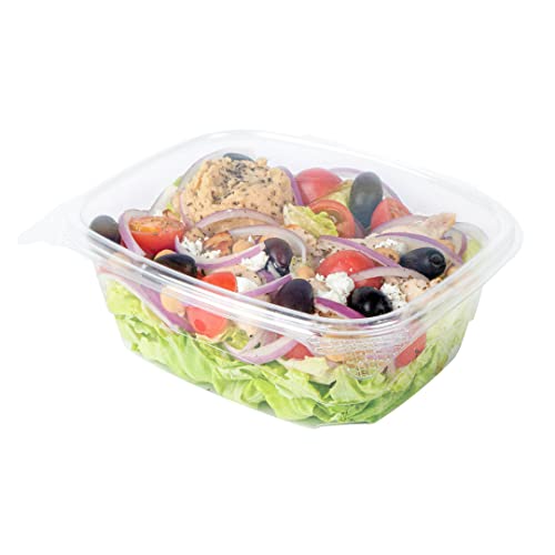 Restaurantware-Thermo Tek 32 Ounce Deli Food Containers, 100 Anti-Fog Hinged Lid Containers - Freezable, Rectangle, Clear Plastic To Go Food Containers, Disposable
