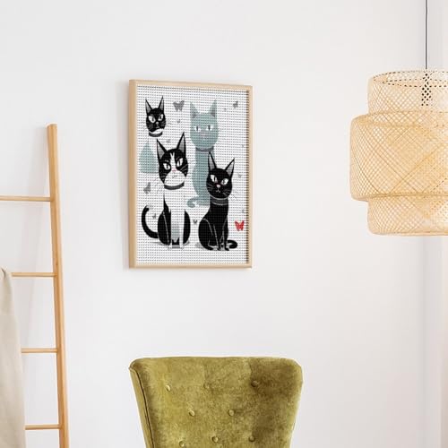 Cuadro de diamantes de gatos para relajarse y decorar el salón 6
