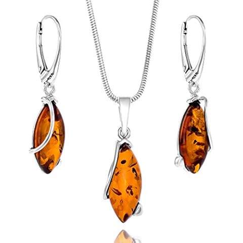 Women’s Amber and Sterling Silver Jewelry Set Cover